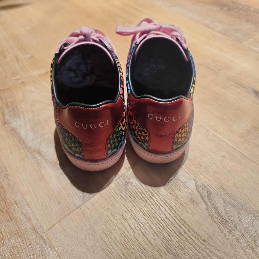 Gucci GG womens Monogram Psychedelic Ace Sneakers Multicolor Pink EU 37.5 - Picture 4 of 7